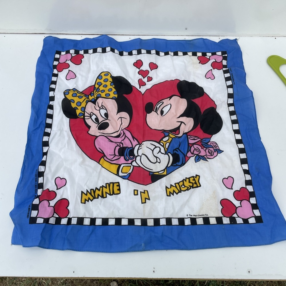 Vintage Disney Mickey Minnie Mouse Handkerchief Scarf Bandana 22X22